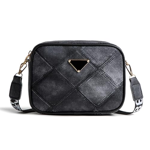 FOSDICK Umhängetasche Damen Schwarz Handy Umhängetasche Nylon Crossbody Bag Damen Handtasche Damen Klein mit Abnehmbar Schultergurt Geldbörse, Kleine Umhängetasche Damen Mädchen, 19 * 6 * 14cm von FOSDICK