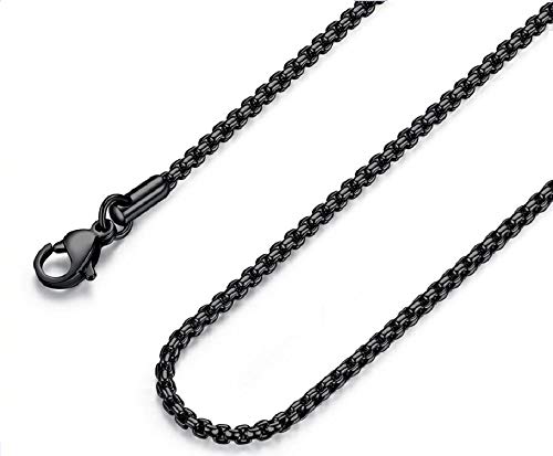 FOSIR Damen Herren Edelstahl Rolo Kette Herrenhalskette Farbe Schwarz für Anhänger Breit 3mm von FOSIR