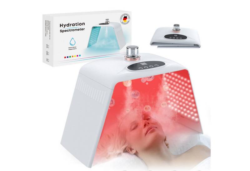 FOSMET Dermaroller LED Gesichtsmaske mit 7 Farben,Sprühfunktion–Hautpflege und Straffung, Faltbare LED Lichttherapie Maske mit Nebel–AntiFalten & Hautverjüngung von FOSMET