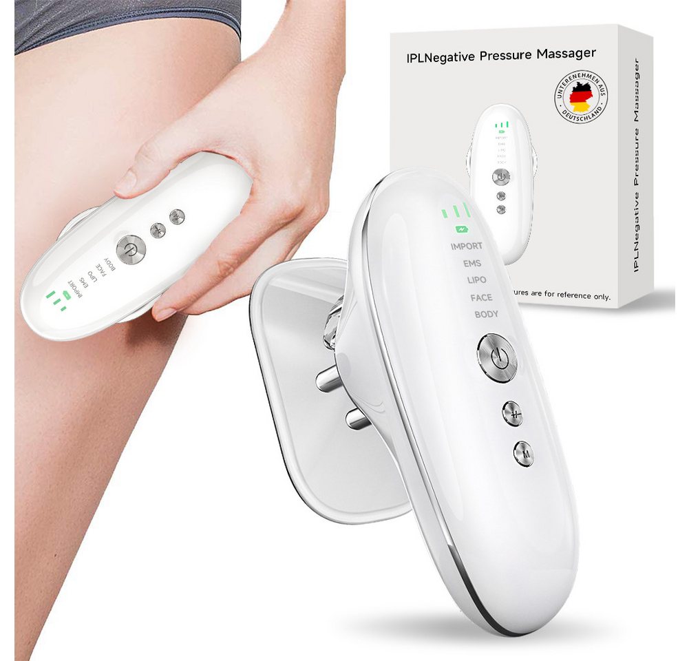 FOSMET Gesichtsmassagegerät 3in1 Schröpfgerät mit EMS, Rot- & Blaulicht – Modellierung & Straffung, Elektrisches Schröpfgerät mit Lichtwellen für Bauch, Beine, Arme & Po von FOSMET