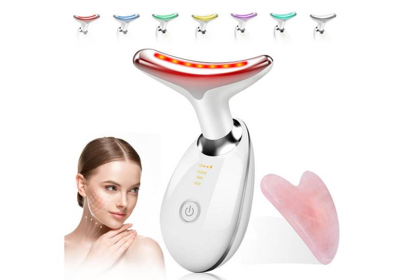 FOSMET Gesichtsmassagegerät Gesichtsmassagegerät mit EMS und 45 °C Wärme – für sanfte Hautpflege, 1*Hauptgerät,1*Kabel,1*Gua Sha Schaber,1*Reinigungstuch,1*Handbuch, Pflegegerät mit 3 Modi und Mikrostrom – für Gesichts- und Halspflege von FOSMET