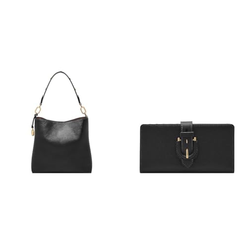 FOSSIL Damen Jessie Schwarze Ledertasche und Harwell Geldbörse, Set von FOSSIL