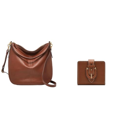 FOSSIL Damen Jolie Braune Ledertasche und Harwell Portemonnaie, Set von FOSSIL
