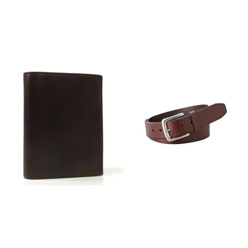 FOSSIL Herren Derrick Braunes Leder Portemonnaie und Joe Gürtel, Set von Fossil