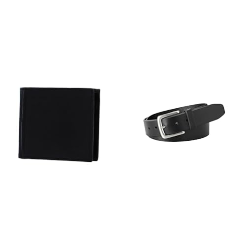 FOSSIL Herren Ingram Schwarzes Leder Portemonnaie und Joe Gürtel, Set von FOSSIL