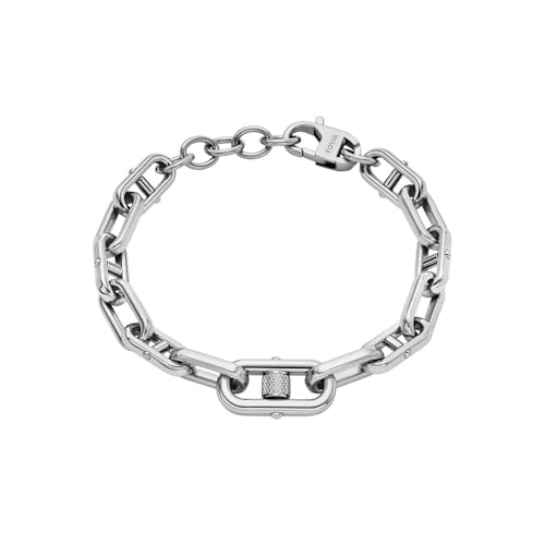 Fossil Damen Edelstahl mit Karabinerverschluss Runder Sternzeichen-Anhänger Halskette, Silberfarben von FOSSIL