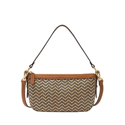 Fossil Damen Jolie Leder Kleine Umhängetasche Geldbörse Handtasche für Frauen, Chevron-Strohhalm, Einheitsgröße von FOSSIL