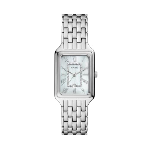 Fossil Damen Raquel Quarz Edelstahl Dreizeiger Uhr, Silber/Perlmutt, 26MM, Raquel von FOSSIL