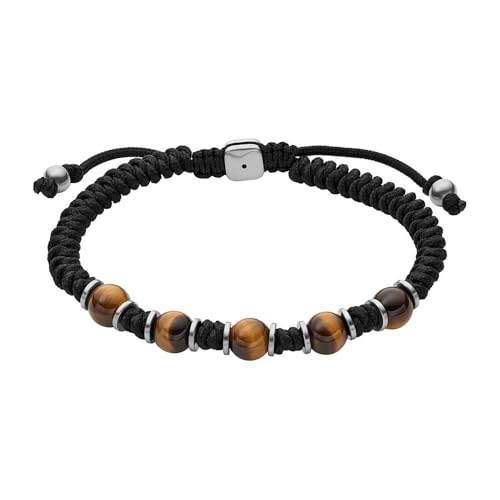 Fossil Herren-Edelstahl-Perlenarmband mit Schieberverschluss, Schwarz und Gelb Fossil Herren-Edelstahl-Perlenarmband mit Schieberverschluss, Schwarz und Gelb von FOSSIL