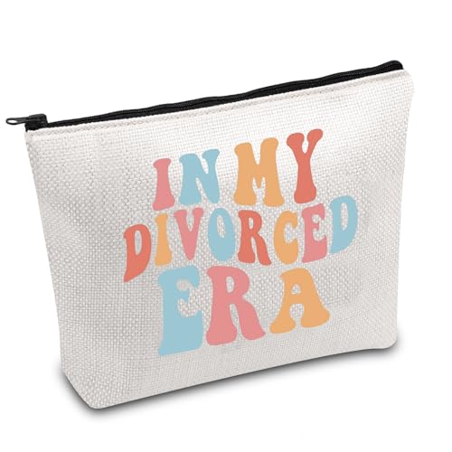 Make-up-Tasche mit Aufschrift "Happy Divorced Gift in My Divorced Era", mit Reißverschluss, für Scheidung, Party, Make-up-Tasche, Neuanfang, Geschenk, Geschenk für Ex-Frau, weiß, Geschiedenes von FOTAP