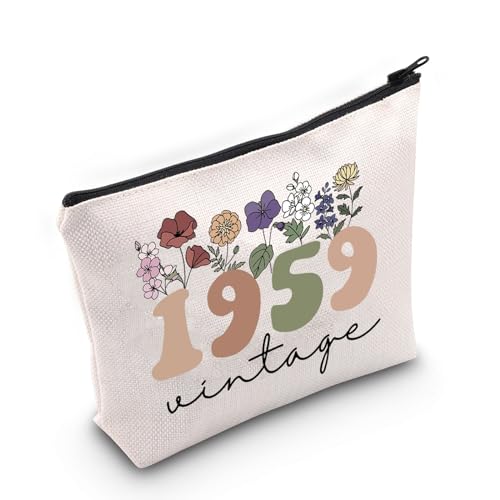 Make-up-Tasche zum 65. Geburtstag für Frauen, geboren im Jahr 1959, Geschenk zum 65. Geburtstag, Vintage-Stil 1959, weiß, 1959 UK2 von FOTAP