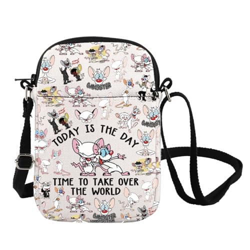Pinky & Brain Character Inspire Crossbody Bag Rat Brain Messenger Bag Comedy Anime TV Series Shoulder Bag BFF Gift, The World Cb UK, INCHES von FOTAP