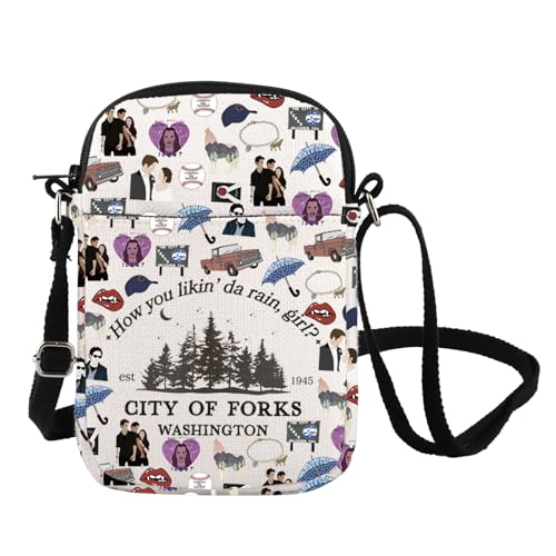 Twilight Merch Twilight Inspired Crossbody Bag Edward Cullen & Bella Swan Fans Geschenk Twilight Charakter Umhängetasche, Rain Cb UK, INCHES von FOTAP