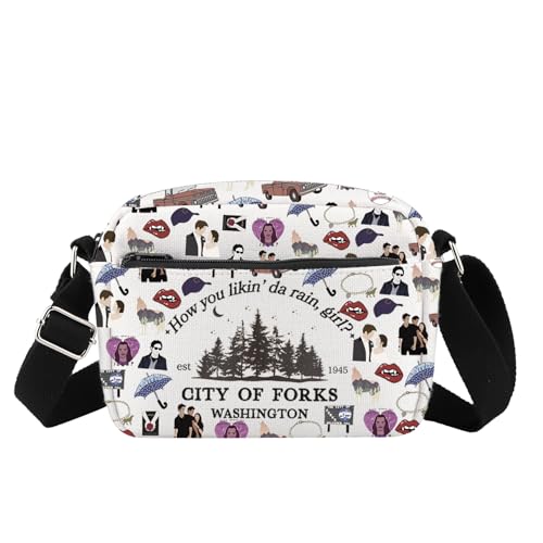 Twilight Merch Twilight Inspired Crossbody Bag Edward Cullen & Bella Swan Fans Geschenk Twilight Charakter Umhängetasche, Rain Hb Cb UK, INCHES von FOTAP