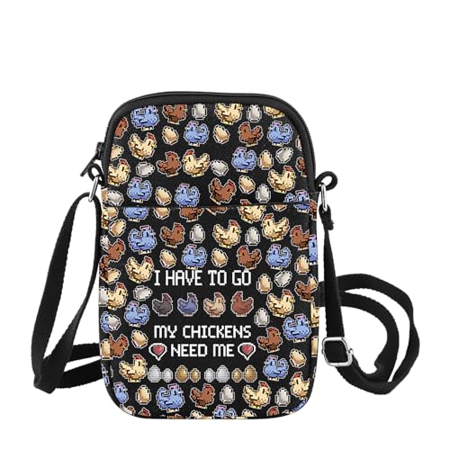 Valley Game Inspired Crossbody Bag Video Game Gifts Pixel Chicken Lover Gift Farming Country Adventure Gaming Gift, Need Me Blk Cb UK, INCHES von FOTAP