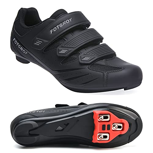 Herren Fahrradschuhe für Damen, Rennradschuhe mit Stollen Kompatibel mit Peloton SPD ARC Look Delta Cleats, Unisex Fahrrad REIT Spin Schuhe Drinnen, Rennrad Schuhe Draussen Black EU 38 von FOTGOAT