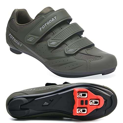 Herren Fahrradschuhe für Damen, Rennradschuhe mit Stollen Kompatibel mit Peloton SPD ARC Look Delta Cleats, Unisex Fahrrad REIT Spin Schuhe Drinnen, Rennrad Schuhe Draussen Green EU 41 von FOTGOAT