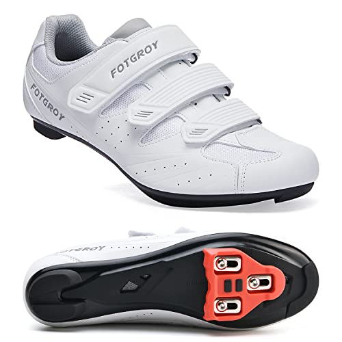 Herren Fahrradschuhe für Damen, Rennradschuhe mit Stollen Kompatibel mit Peloton SPD ARC Look Delta Cleats, Unisex Fahrrad REIT Spin Schuhe Drinnen, Rennrad Schuhe Draussen White 39 EU von FOTGOAT