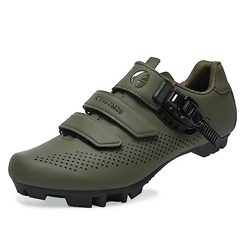 FOTGOAT Herren MTB Schuhe Damen, Fahrradschuhe Mountainbike Schuhe kompatibel mit SPD 2 Schrauben mit Cleats, Unisex Radsportschuhe Draussen Grün Size EU37 von FOTGOAT