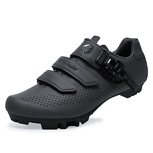 FOTGOAT Herren MTB Schuhe Damen, Fahrradschuhe Mountainbike Schuhe kompatibel mit SPD 2 Schrauben mit Cleats, Unisex Radsportschuhe Draussen Schwarz Size EU37 von FOTGOAT