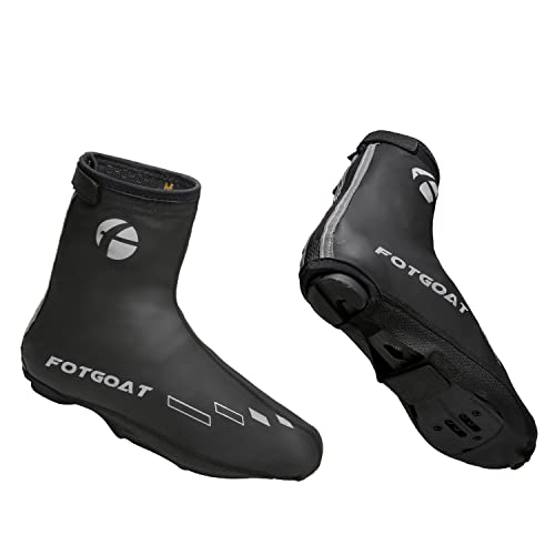 FOTGOAT Überschuhe Fahrrad Wasserdicht Winter Neopren Shoecover für Herren Damen Radsport Rennrad MTB Schuhüberzieher Kälteschutz Regenschutz mit Reflektoren Black 48/49 von FOTGOAT