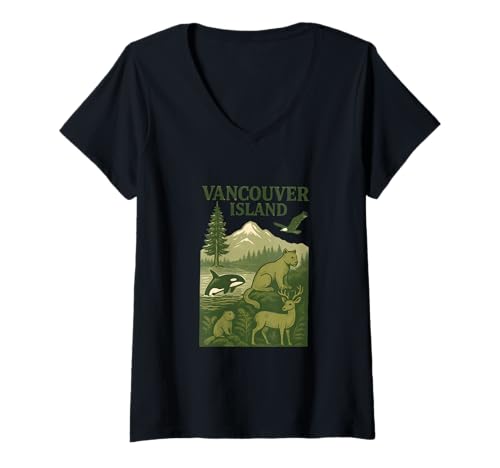 Damen Vintage-Insel Vancouver T-Shirt mit V-Ausschnitt Damen Vintage-Insel Vancouver T-Shirt mit V-Ausschnitt von FOTH