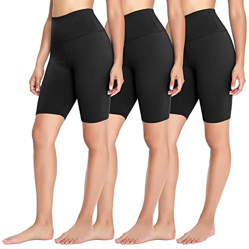 FOTOCITI 3er Pack Radlerhose Damen High Waist Kurze Sporthose Elastisch Shorts Sommer Leggings Hosen für Sport Yoga Gym(01#Schwarz*3, 3XL) von FOTOCITI