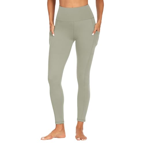 FOTOCITI Sport Leggings Damen mit Tasche High Waist Sportleggins Lang Blickdicht Sporthose Push Up Yogahose Bauchweg Laufhose Fitnesshose Hose(Grün, S-M) von FOTOCITI