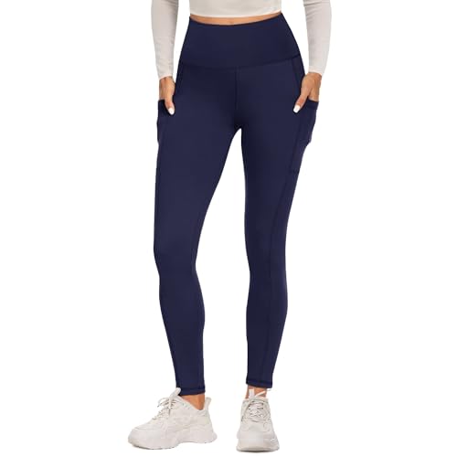 FOTOCITI Sport Leggings Damen mit Tasche High Waist Sportleggins Lang Blickdicht Sporthose Push Up Yogahose Bauchweg Laufhose Fitnesshose Hose(Navy, XXL) von FOTOCITI