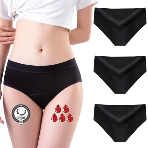 FOTOOL Menstruationsabsorbierende Unterhosen = 3 Einlagen - Waschbar - Baumwolle - Ökologisch - Menstruationszyklus Slip - Menstruation - Frauen Schutzunterwäsche - Regelmäßig - Inkontinenz von FOTOOL