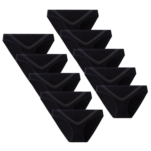 FOTOOL Unterhosen Damen Weich Frauen Unterwäsche Bequem Atmungsaktive Hipster Panties 10er Pack (10 Black, 2XL) von FOTOOL