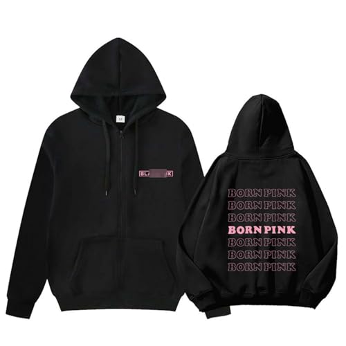 Born Pink World Tour Hoodie Kpop Star Idol Jisoo Jennie Rosé Lisa Selbe Sweatshirt Männer Fans B Black Thickened-M von FOTS