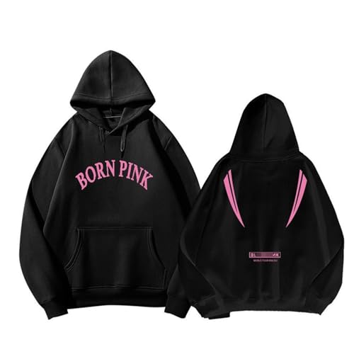 FOTS BP Born Pink Tour Merch Hoodie Kpop Jisoo Jennie Rosé Lisa gleiche Sweatshirt Männer Fans Black-M von FOTS