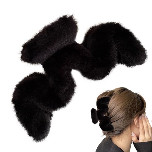 Flauschiger Krallenclip | Plüsch-Haarspangen in Wellenform | Große Haarspangen für dickes langes Haar, Haarschmuck für Frauen und Mädchen, niedliche Haarspangen für den täglichen Gebrauch Founcy von FOUNCY