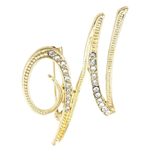 Goldbuchstaben Pins Initialen - Damen Broschen Goldbuchstaben - Broschen mit Buchstaben Initialen Ornamente Strass Initialen Brosche Schmuck mit Broschen für Frauen Founcy von FOUNCY