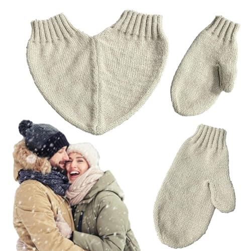 Paar Fäustlinge in der Hand, Warme Strick-Vollfinger-Fäustlinge für Paare, Bequeme Strickfäustlinge für Damen und Herren zum Reisen, Spazierengehen, Einkaufen, Dating, Camping Founcy von FOUNCY