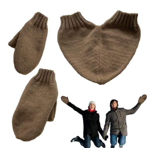 Paar-Liebhaber Hand in Hand Fäustling | Warme Strick-Vollfinger-Fäustlinge für Paare,Bequeme Strickfäustlinge für Damen und Herren zum Reisen, Spazierengehen, Einkaufen, Dating, Camping Founcy von FOUNCY