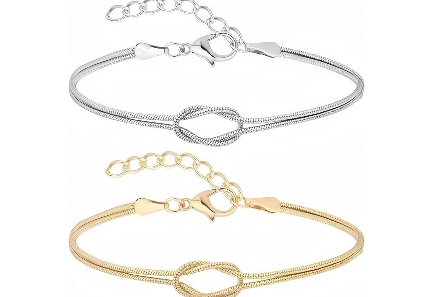 FOUORTUNATE-BEE Armband Set 2er Set Damenarmbänder Gold & Silber – Verstellbare Paararmbänder, Modische Gold-Silber Armband-Kombi für Damen – Stacking & Geschenkidee von FOUORTUNATE-BEE