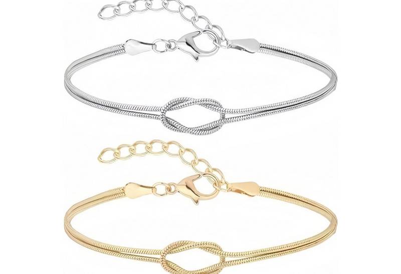 FOUORTUNATE-BEE Armband Set 2er Set Damenarmbänder Gold & Silber – Verstellbare Paararmbänder, Modische Gold-Silber Armband-Kombi für Damen – Stacking & Geschenkidee von FOUORTUNATE-BEE