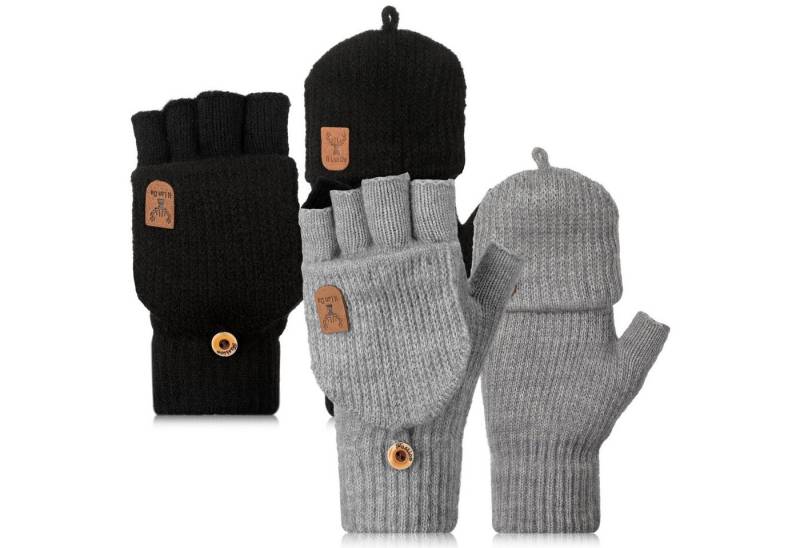 FOUORTUNATE-BEE Baumwollhandschuhe 2 Paar Damen-Handschuhe mit Mütze für warme Wintertage von FOUORTUNATE-BEE