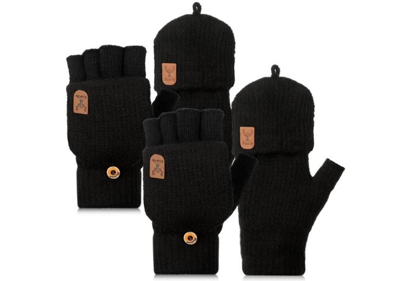 FOUORTUNATE-BEE Baumwollhandschuhe 2 Paar Damen-Handschuhe mit Mütze für warme Wintertage von FOUORTUNATE-BEE