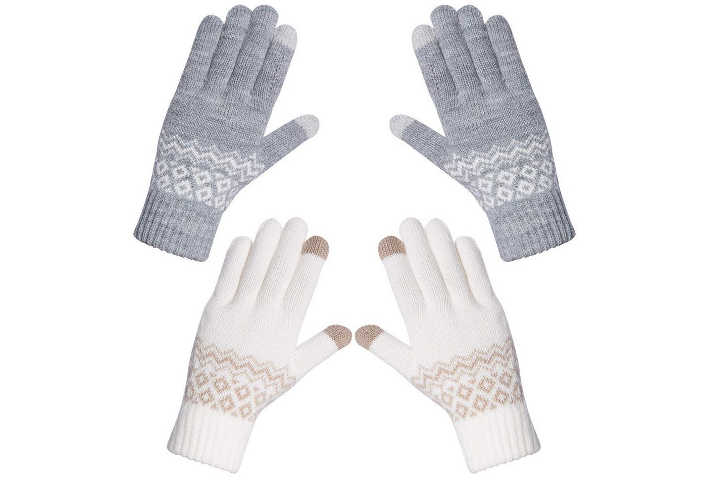 FOUORTUNATE-BEE Baumwollhandschuhe Damen Winterhandschuhe, gefüttert, Touchscreen & warm, 2er-Set (Strickhandschuhe für Outdoor, Radfahren, Ski & tägliche Nutzung) von FOUORTUNATE-BEE