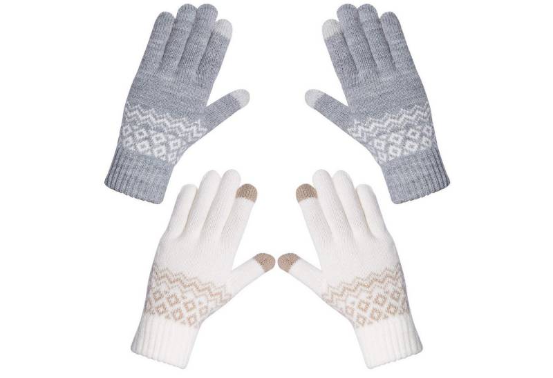 FOUORTUNATE-BEE Baumwollhandschuhe Damen Winterhandschuhe, gefüttert, Touchscreen & warm, 2er-Set (Strickhandschuhe für Outdoor, Radfahren, Ski & tägliche Nutzung) von FOUORTUNATE-BEE