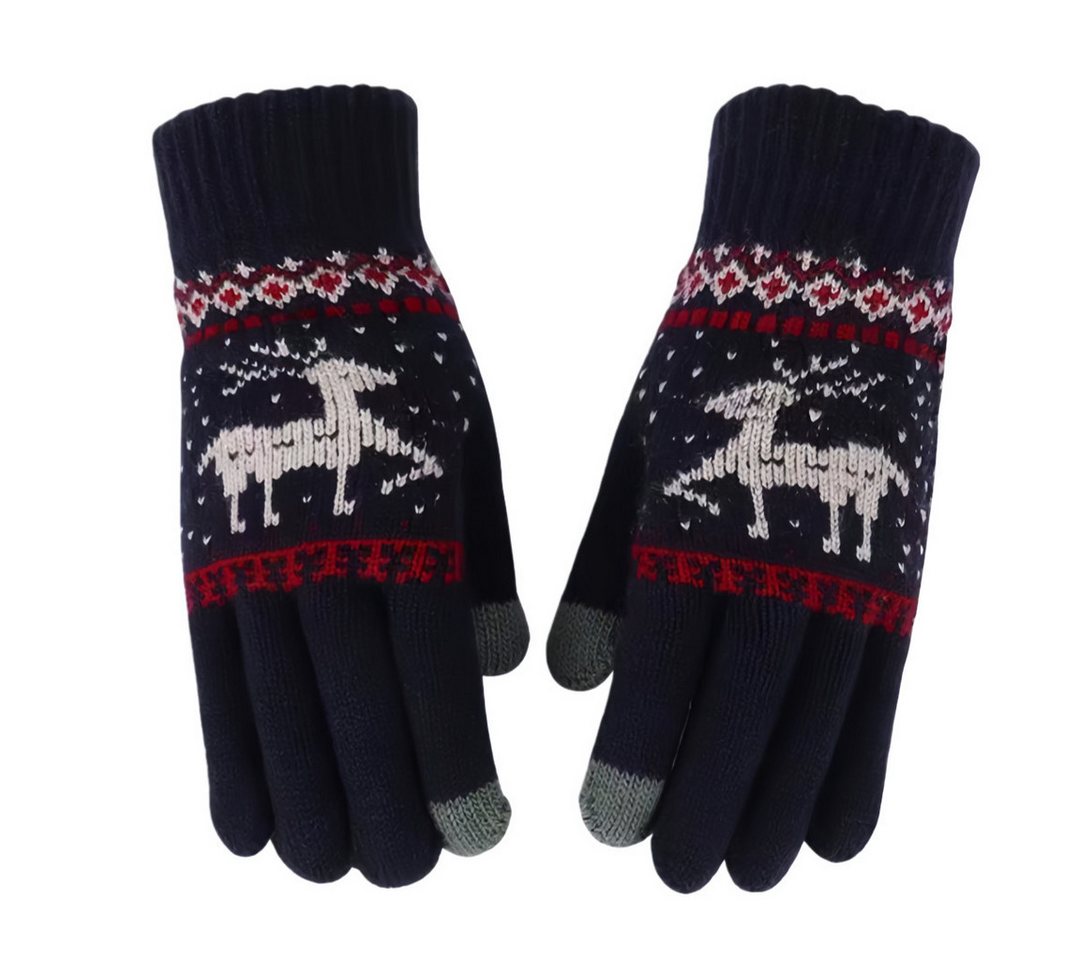 FOUORTUNATE-BEE Baumwollhandschuhe Warme Touchscreen Winterhandschuhe für Damen und Herren (Rutschfeste Strickhandschuhe mit Rentierdesign für Motorrad & Sport) von FOUORTUNATE-BEE