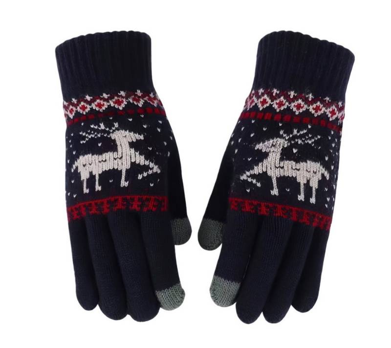 FOUORTUNATE-BEE Baumwollhandschuhe Warme Touchscreen Winterhandschuhe für Damen und Herren (Rutschfeste Strickhandschuhe mit Rentierdesign für Motorrad & Sport) von FOUORTUNATE-BEE