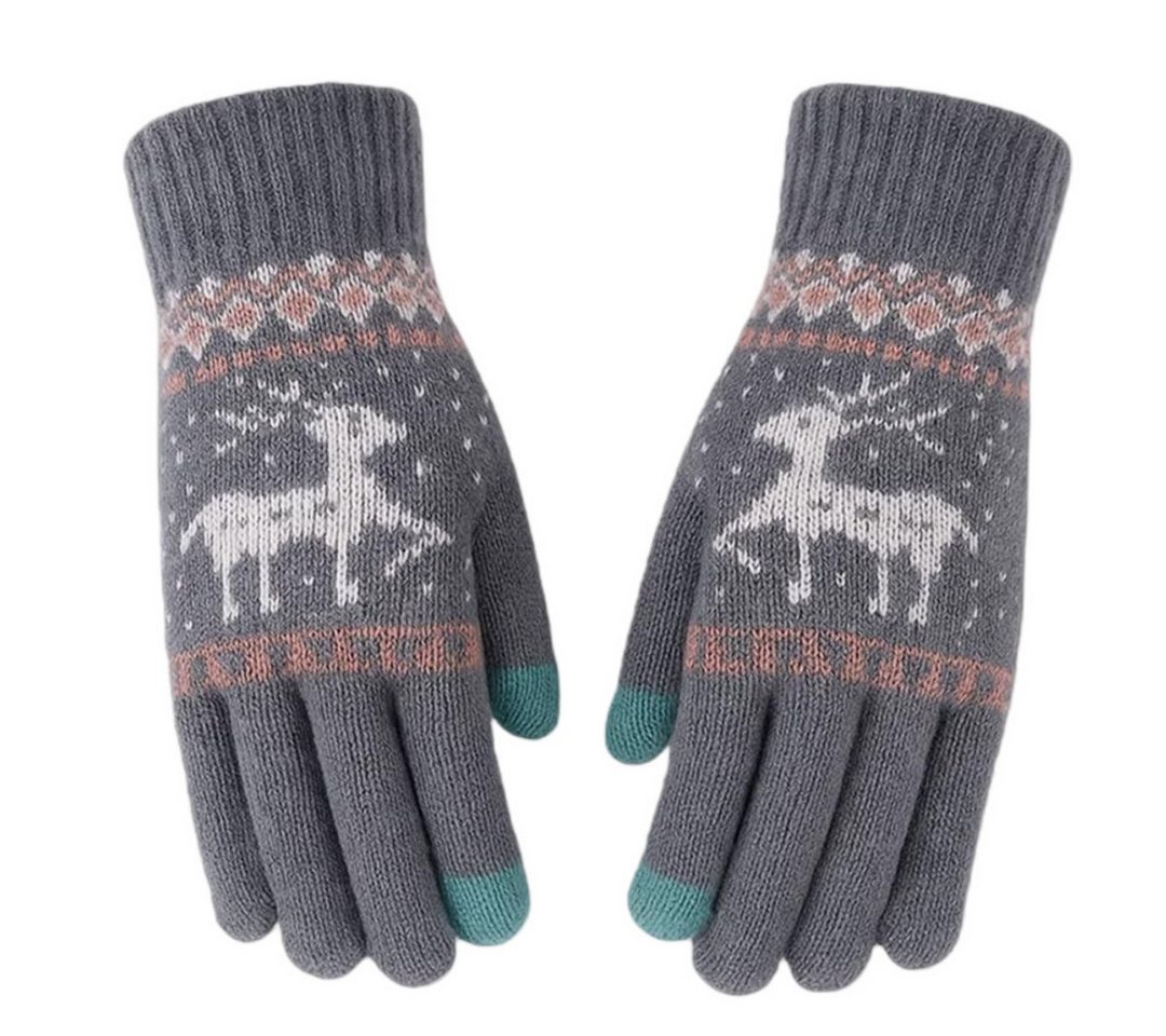 FOUORTUNATE-BEE Baumwollhandschuhe Warme Touchscreen Winterhandschuhe für Damen und Herren (Rutschfeste Strickhandschuhe mit Rentierdesign für Motorrad & Sport) von FOUORTUNATE-BEE