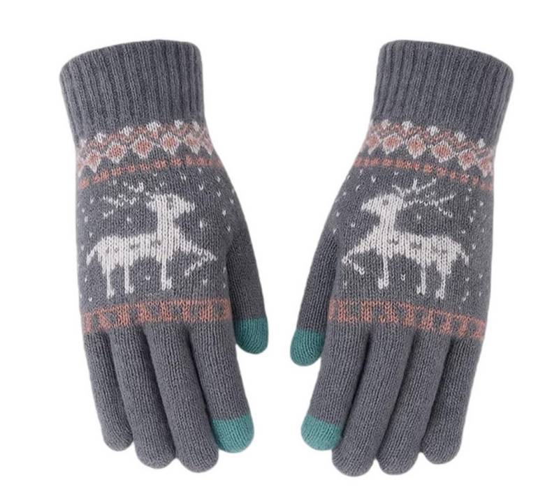 FOUORTUNATE-BEE Baumwollhandschuhe Warme Touchscreen Winterhandschuhe für Damen und Herren (Rutschfeste Strickhandschuhe mit Rentierdesign für Motorrad & Sport) von FOUORTUNATE-BEE