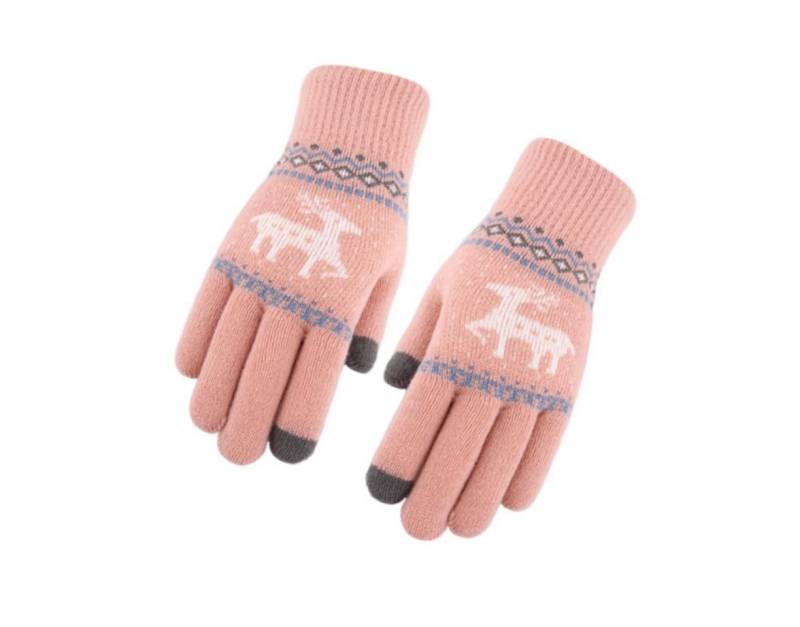FOUORTUNATE-BEE Baumwollhandschuhe Warme Touchscreen Winterhandschuhe für Damen und Herren (Rutschfeste Strickhandschuhe mit Rentierdesign für Motorrad & Sport) von FOUORTUNATE-BEE