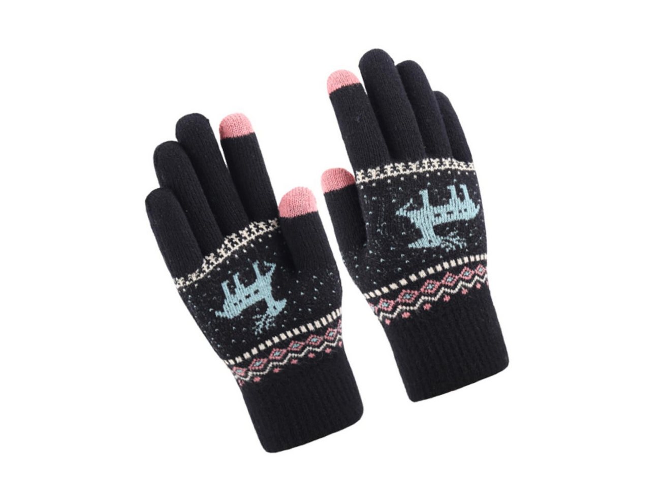 FOUORTUNATE-BEE Baumwollhandschuhe Warme Touchscreen Winterhandschuhe für Damen und Herren (Rutschfeste Strickhandschuhe mit Rentierdesign für Motorrad & Sport) von FOUORTUNATE-BEE