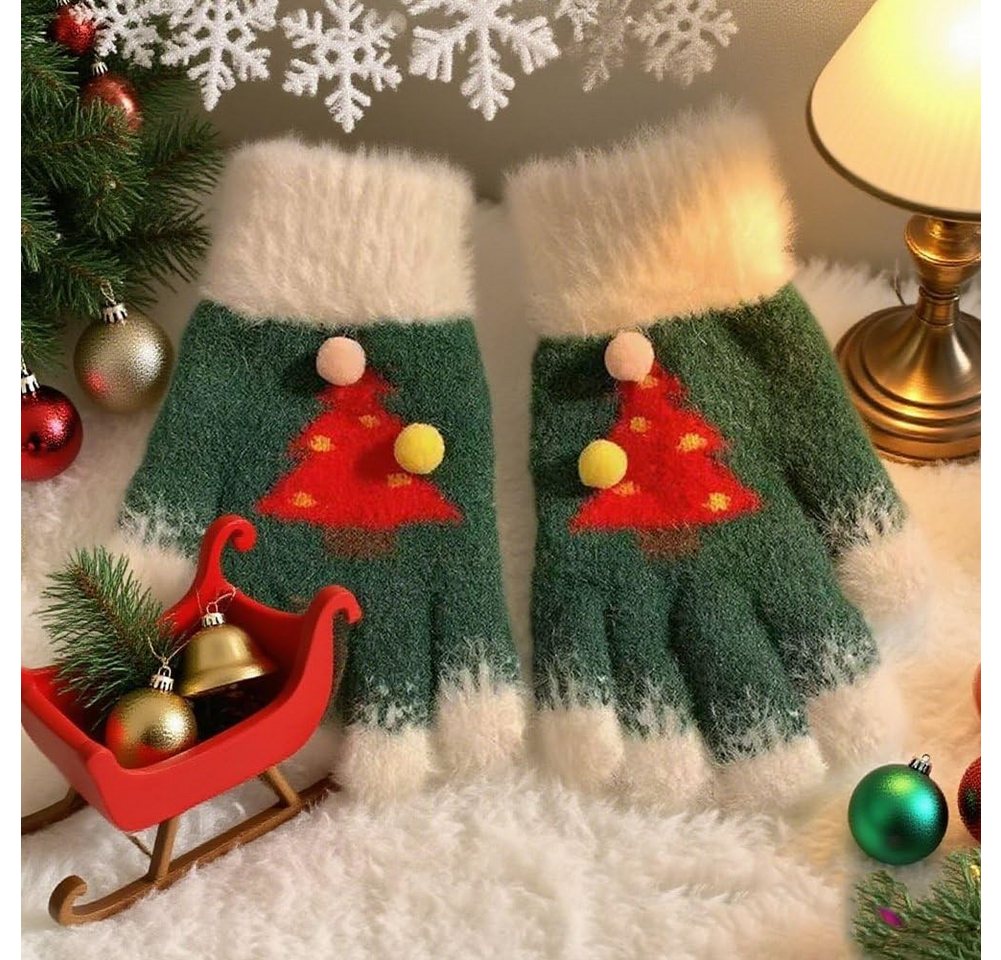 FOUORTUNATE-BEE Baumwollhandschuhe Weihnachts-Handschuhe Damen Winter, Fleecegefütterte warme Geschenke (Winter-Handschuhe mit Fleecefutter für Damen, Herren und Kinder) von FOUORTUNATE-BEE